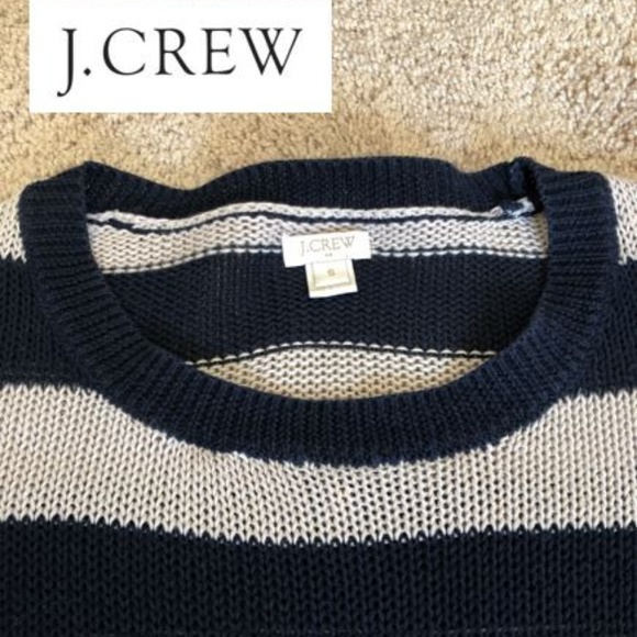 J. Crew Beach Sweater in Stripe blue tan line - Picture 2 of 4